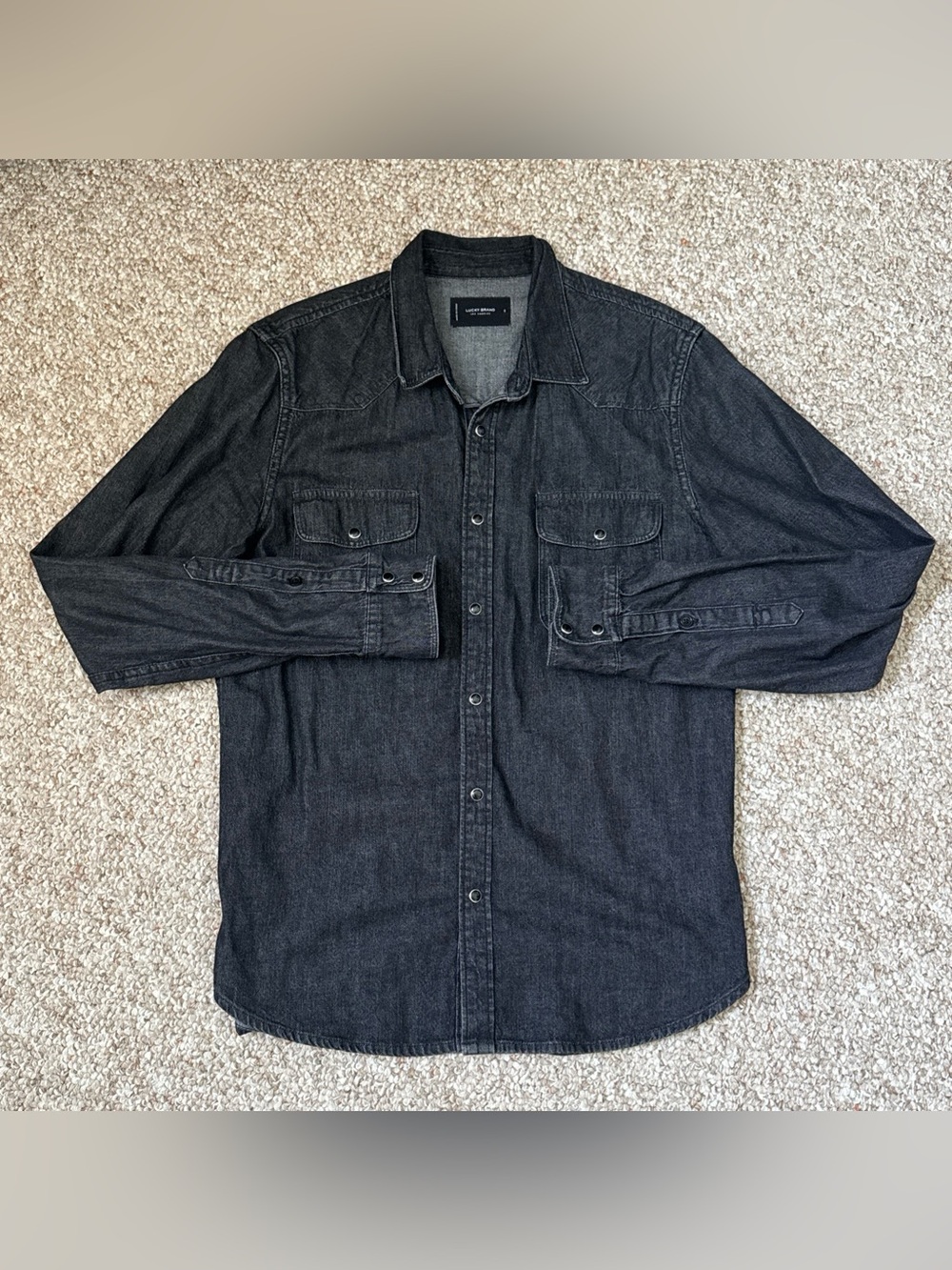 Lucky Brand Men’s Black Western Pearl Snap Shirt Small